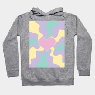 Heart - Pastel Pink, Yellow, Purple and Green Hoodie